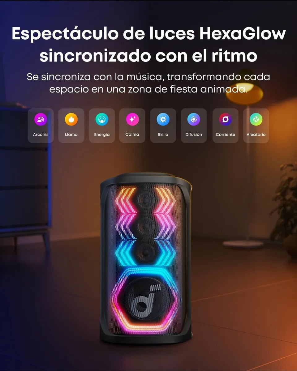 Bocina Soundcore Rave 3s, Sonido potente de 200W