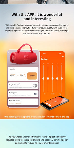 JBL Charge 6 – Altavoz Bluetooth portátil profesional