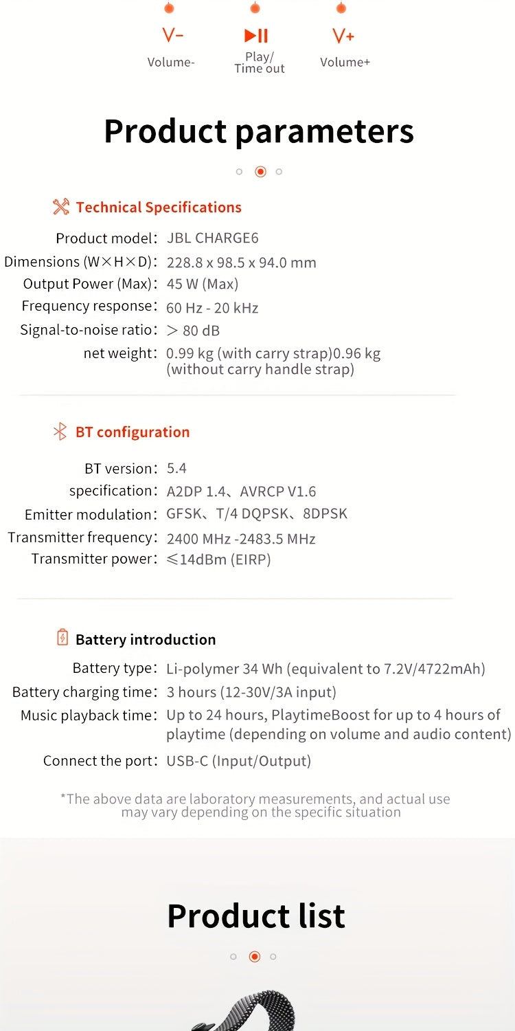 JBL Charge 6 – Altavoz Bluetooth portátil profesional