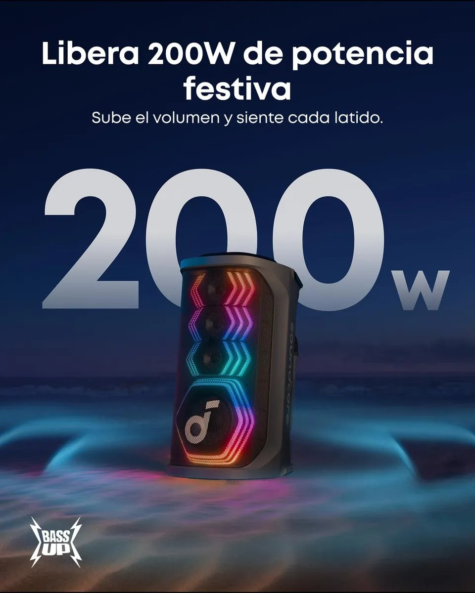 Bocina Soundcore Rave 3s, Sonido potente de 200W