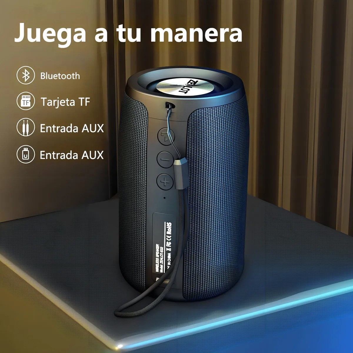 Bocina Zealot S32 portátil con bluetooth y wifi waterproof negra