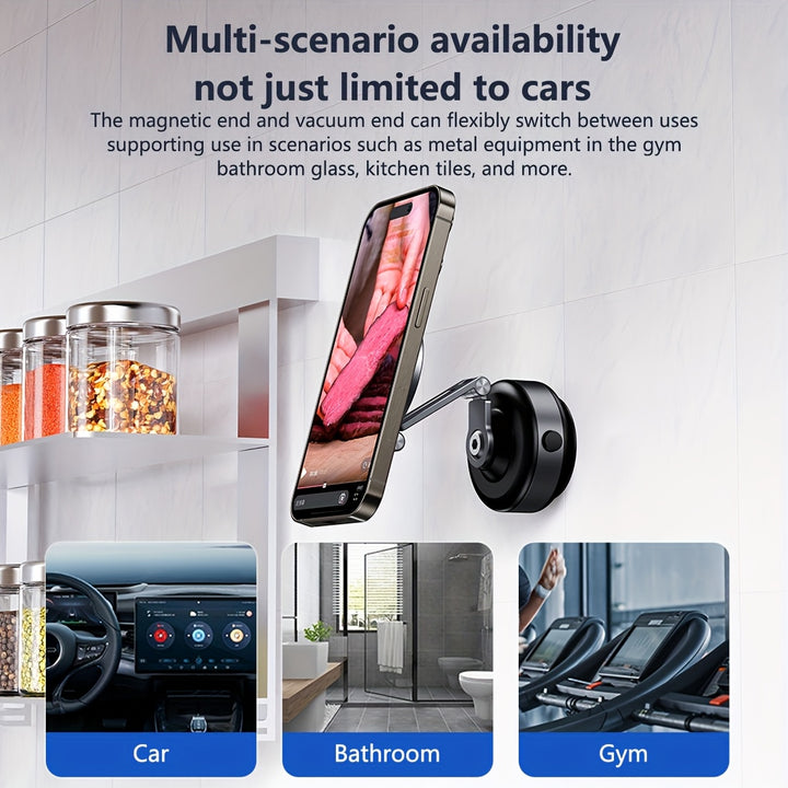 A Rotatable Car Suction Cup Phone Holder That Is Retractable, Foldable, And Features a 360° Rotating Magnetic Phone Mount. This Electric Suction Cup Magnetic Phone Holder Is Compatible with All Phones, Suitable for Iphone An