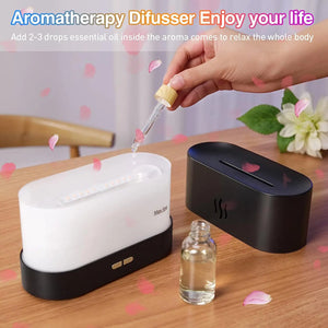 Difusor de Aroma y Humidificador Ultrasónico con Lámpara de Llama de Siete Colores