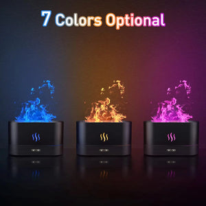 Difusor de Aroma y Humidificador Ultrasónico con Lámpara de Llama de Siete Colores