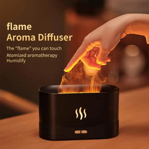 Difusor de Aroma y Humidificador Ultrasónico con Lámpara de Llama de Siete Colores