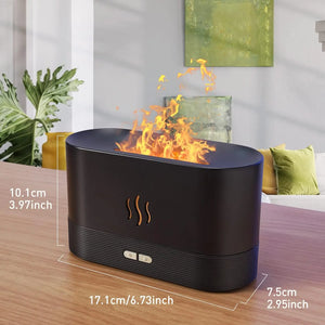 Difusor de Aroma y Humidificador Ultrasónico con Lámpara de Llama de Siete Colores