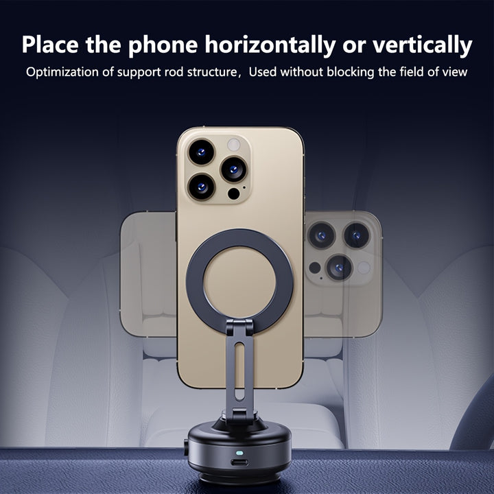 A Rotatable Car Suction Cup Phone Holder That Is Retractable, Foldable, And Features a 360° Rotating Magnetic Phone Mount. This Electric Suction Cup Magnetic Phone Holder Is Compatible with All Phones, Suitable for Iphone An