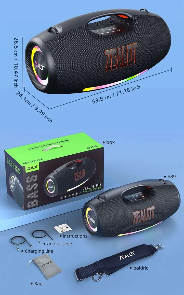 Bocina Bluetooth Zealot S89 250w Subwoofer Ip6 Powerbank Tws