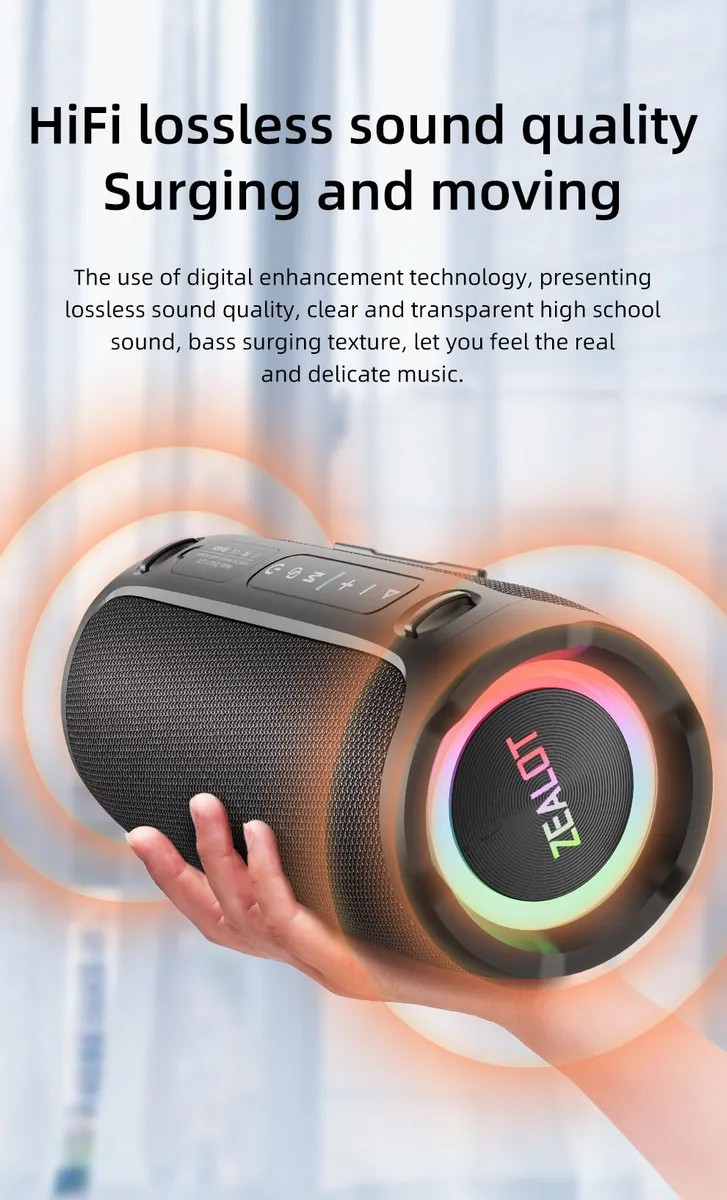 Bocina Bluetooth Zealot S76 50w Luz Subwoofer Tws Usb Ipx6