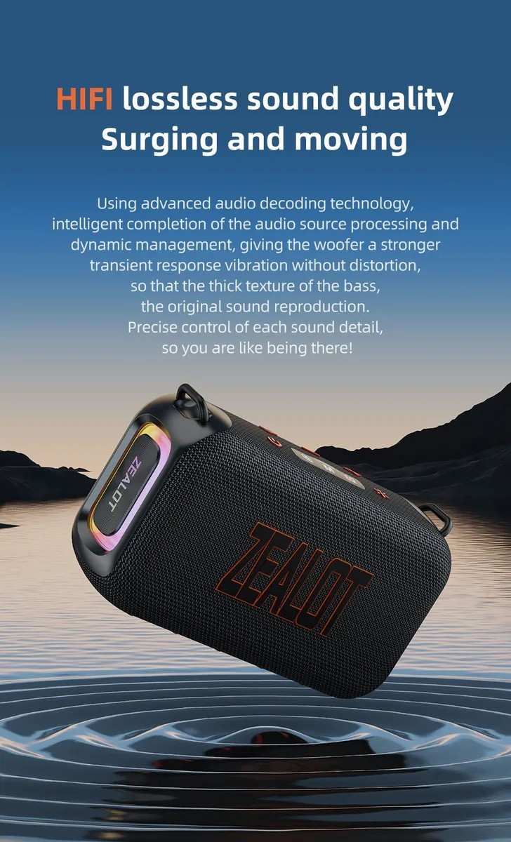 Bocina Bluetooth Zealot S85 50w Luz Rgb Usb Ipx6 Subwoofer