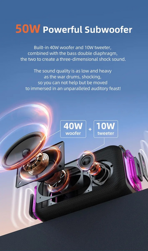 Bocina Bluetooth Zealot S85 50w Luz Rgb Usb Ipx6 Subwoofer