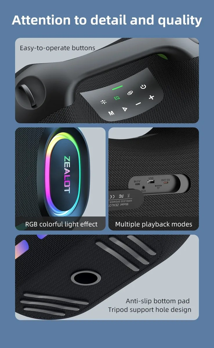 Bocina Bluetooth Portátil Zealot Ze21 250w Alta Potencia